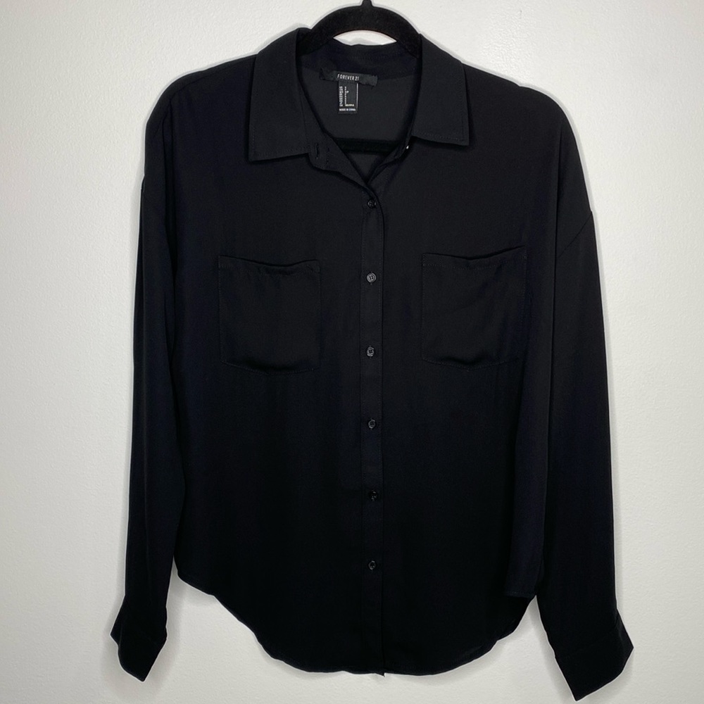 🩷🩵Forever 21 Sheer Black Blouse